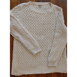 Lagenlook Vine & Leaf Pattern TALBOTS Pullover Crew Sweater SSplit WOOLBLEND XLP